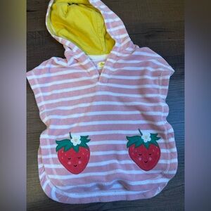 Baby Boden Striped Pink and White Coverup with Strawberries